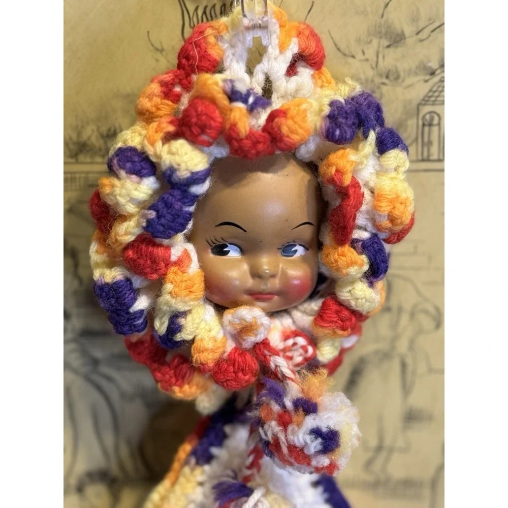 Kewpie Doll Crochet Potholder Set | Handmade Kitchen Wall Hanging |Retro Kitchen